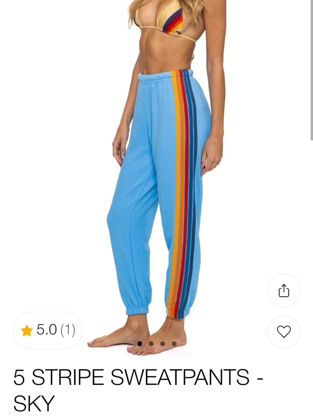 Aviator Nation Sky Blue 5-Stripe Sweatpants Joggers XL